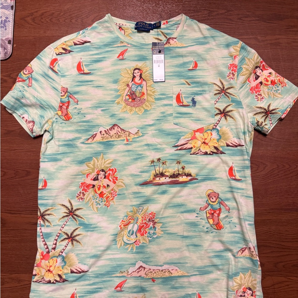 Polo by Ralph Lauren Green and Red Short Sleeve Tee